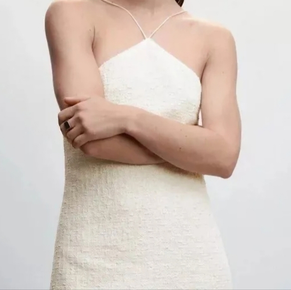 NEW Jason Wu Textured Pearl Fringe Halter Dress | Wedding Dress XS - Picture 2 of 4